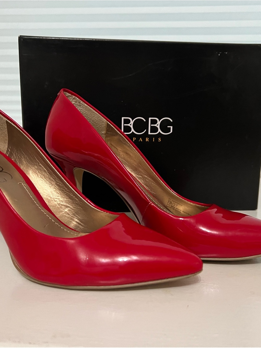 BCBG Paris Red Patent Pointed-Toe Pumps